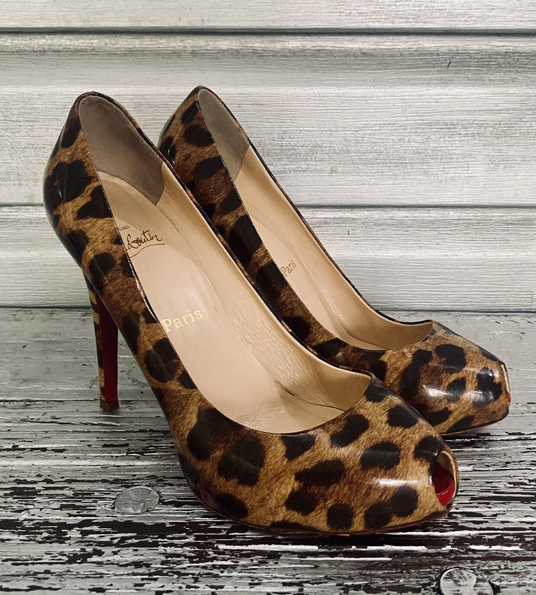 Patent leopard top print heels