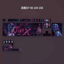 League of Legends Jinx PBT Side Engraved Keycaps for Cherry MX 60 87 98 104 108