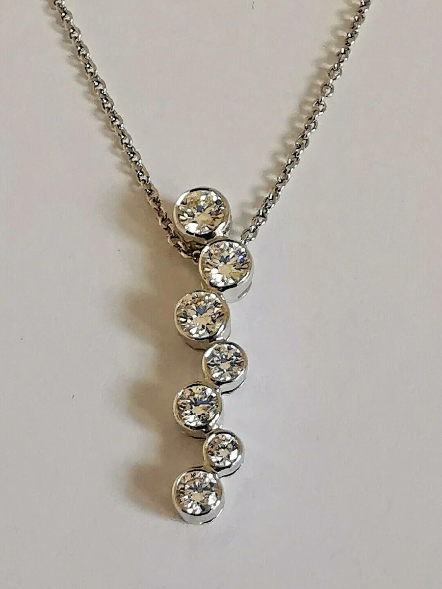 18ct 750 WHITE GOLD DIAMOND DROP PENDANT CHAIN Luke Stockley raindrop style