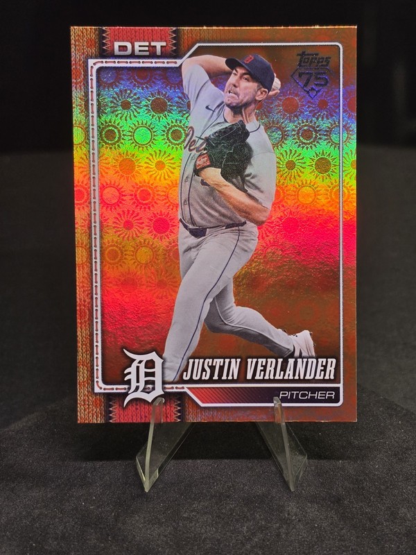 2026 Topps Series 2 Justin Verlander #415 Orange Sun Holo Foil  Detroit Tigers