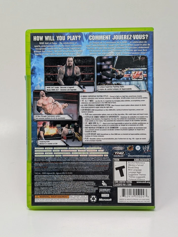 WWE Smackdown Vs Raw 2008 (Microsoft Xbox 360) - Cib Complete In Box - Image 2 of 3