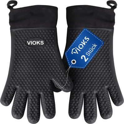 VIOKS 2Stk Backofen Handschuhe Set, Silikon Handschuhe Hitzebeständig Für Küche,