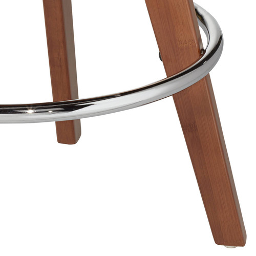 Walnut Swivel Bar Stool Brown 26 1/2" High Modern Kitchen Counter Height Island - Picture 6 of 10