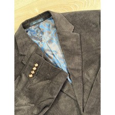 Lauren Ralph Lauren Mens Brown Corduroy Blazer Paisley Lining Two Button Jacket