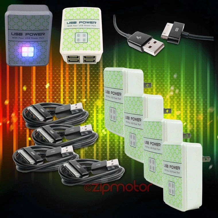 4X 4 USB-ANSCHLÜSSE WANDADAPTER + 10 FUSS KABEL NETZTEIL LADEGERÄT DATEN SCHWARZ GALAXY TAB HINWEIS