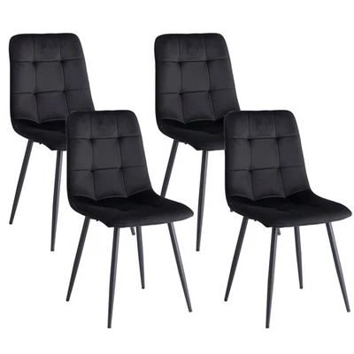 EGOONM 4X sedie per sala da pranzo cucina soggiorno imbottite in velluto olandese Nero
