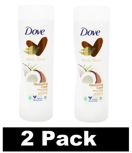 2 x DOVE 400mL BODY LOTION BODY LOVE RESTORING CARE BRAND NEW