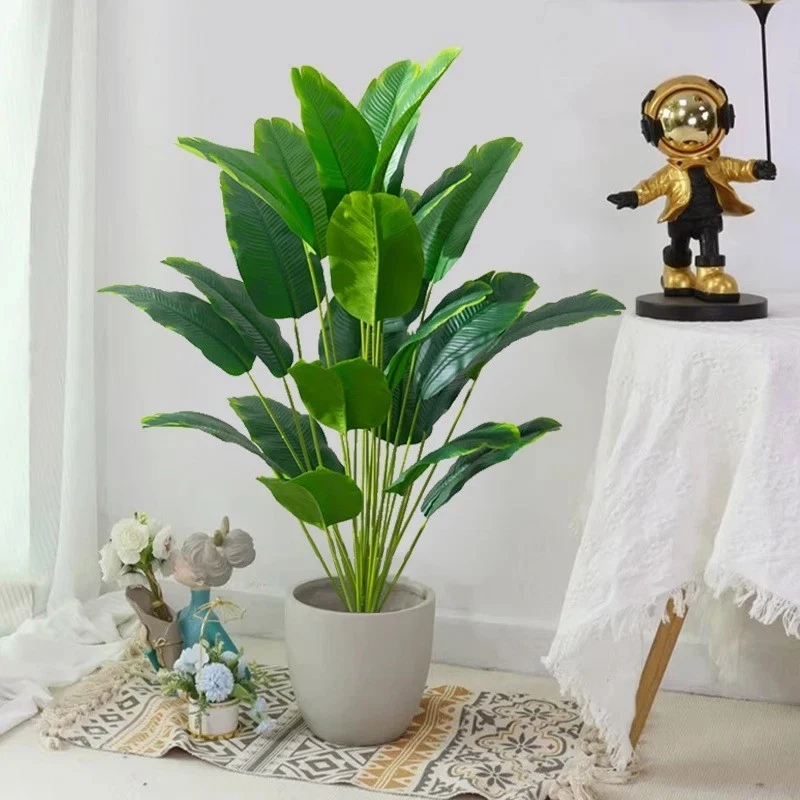 Artificial Palm Tree Large Fake Banana Plant Real Touch Leaves Home Garden Decor - Image 3 of 4