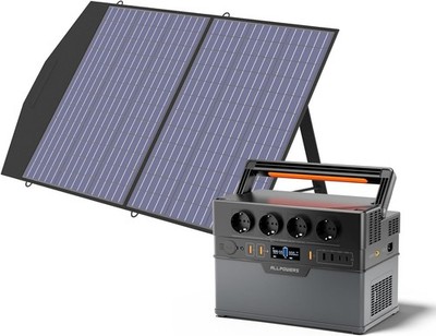 ALLPOWERS 230V 1500W Powerstation mit Solarpanel 100W für Wohnmobil Outdoor