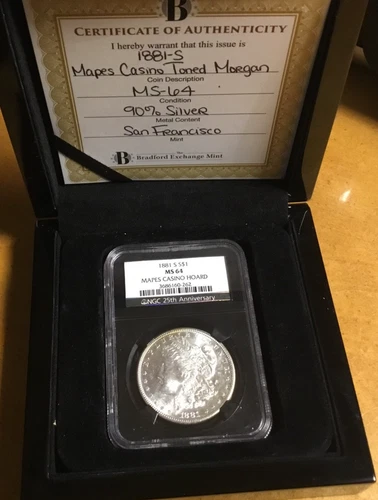 1881 S Morgan Silver Dollar NGC MS64 Mapes Casino Hoard Rainbow Toned ~ VAM ~