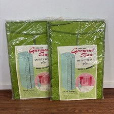 2 X Vintage Garment Bags Hanging Closet Jumbo Organizer Green 54" New Sealed