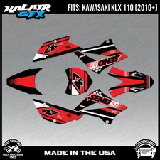 Graphics Kit for Kawasaki KLX110 KLX110R/RL (2010-2024) Fresh Series - Red Shift