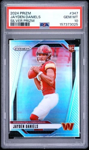2024 PANINI PRIZM SILVER PRIZM #347 JAYDEN DANIELS ROOKIE RC PSA 10