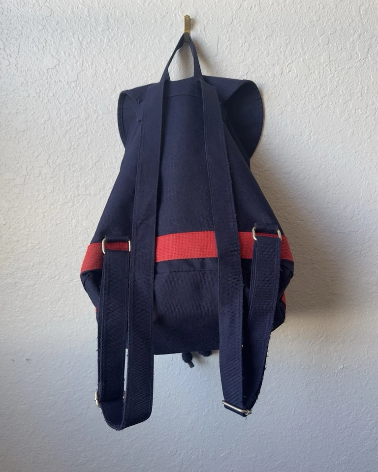 Mochila Bolso para Libros Tommy Hilfiger Vintage Años 90 Envejecido Logo Grande Deletrear Azul Foto 2 de 4