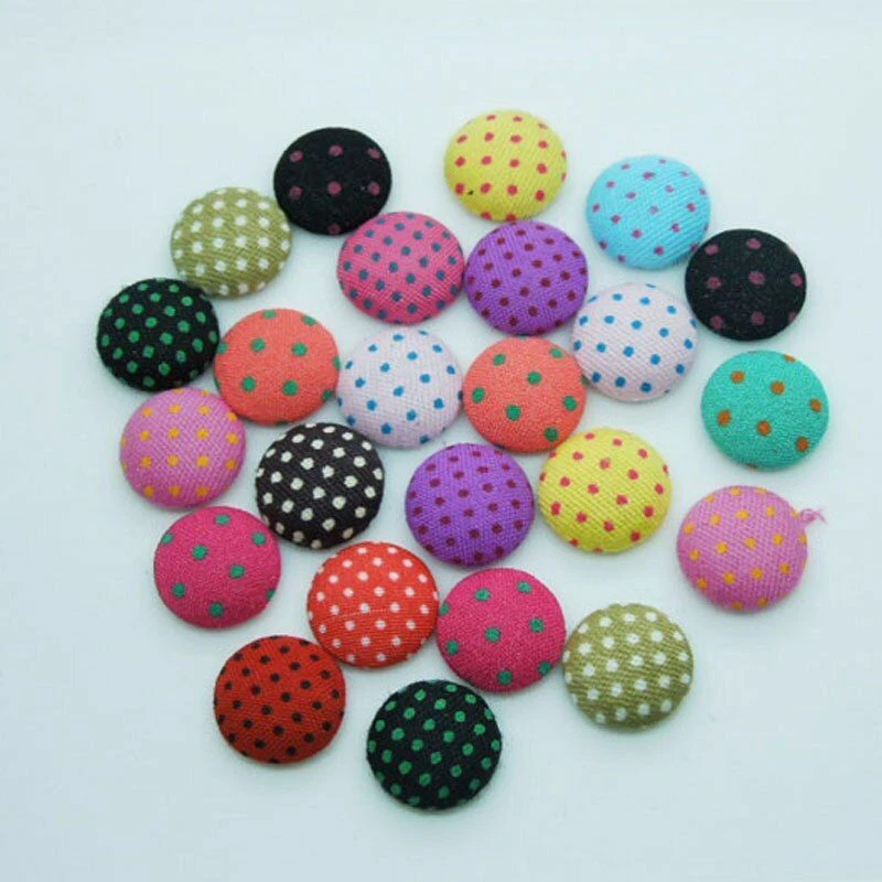 1pack Polka-dot Fabric Chunky Buttons Dotted Flatback Covered Button Sewing Craf - Image 2 of 4