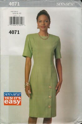 Butterick See & Sew 4071 Straight Office Dress Pattern 1990s Size 6 8 10 Uncut