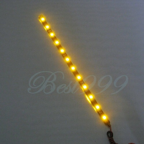 2x Amber/Yellow 12 LEDs 30cm/11.8" 5050 SMD LED Strip Light Waterproof 12V DIY - Picture 6 of 6
