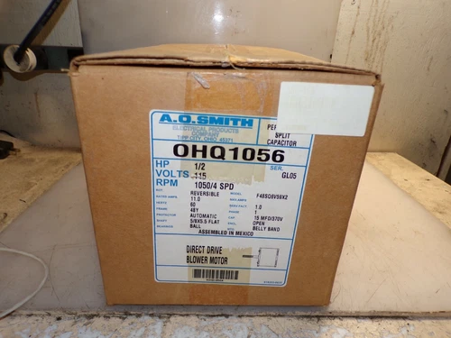 NEW A.O. SMITH 1/2 HP DIRECT DRIVE BLOWER MOTOR 1050 RPM 4SPD 48Y 115V 1 PH 