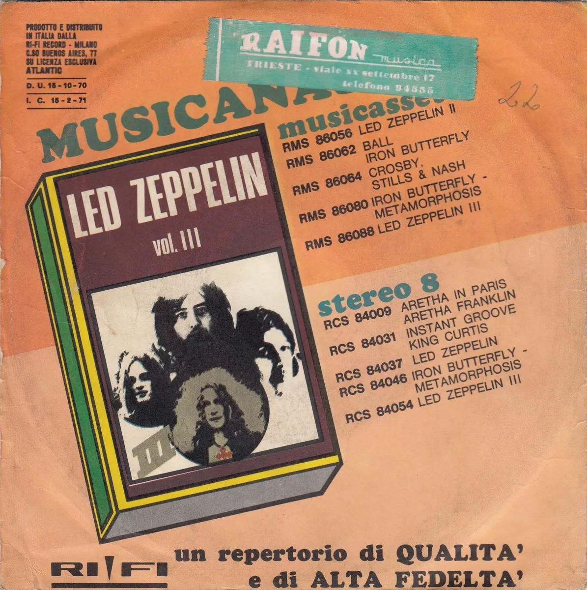 lærebog Samme mod LED ZEPPELIN BRON Y AUR STOMP / IMMIGRANT SONG RARE 1970 RECORD ITALY  7&#034; PS | eBay