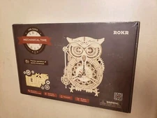 ROKR Owl Clock Mechanical Time LK503 3D Wooden Puzzle Kit, 2021 - SEALED 