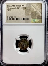 Ancient Greek Seleucid Kingdom NGC Certified 128-122 BC Coin Alexander II