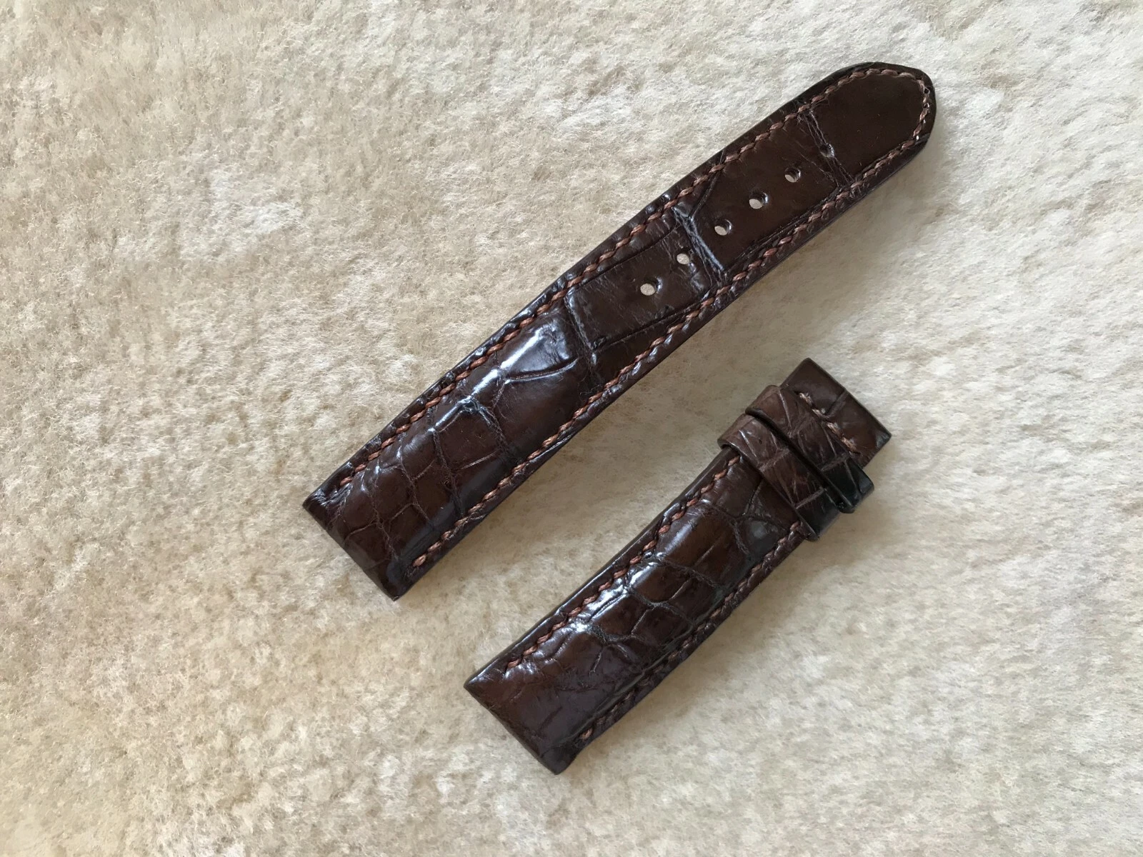 20mm/18mm Brown Alligator Crocodile Embossed Leather Watch Strap Band