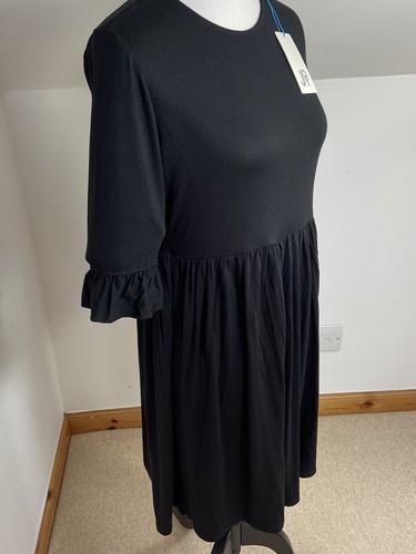 Joy Jody Shift Dress Size XS 6 Black Flared 3/4 Sleeve Stretchy Light Jersey New - Picture 4 of 11