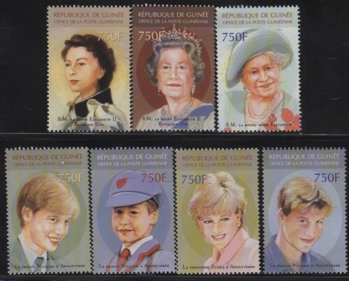 Guinea 2002 - Royal Family - Set of 7 Stamps - Scott #2148-54 - MNH - Picture 1 of 1