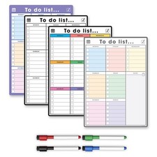 Magnetic To Do List Weekly Planner - Chores Housework Office - 4 Dry Erase Pens