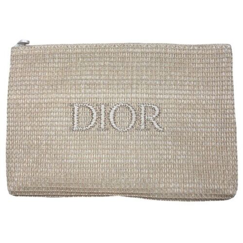Christian Dior Logo Raffia Zip Clutch Bag - image 1