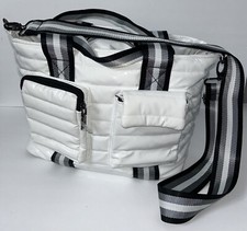 Think Royln Jr Wingman Bag White Elevated Pockets Straps Gym Travel Puffy Shiny