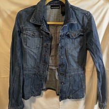 DKNY Denim Jacket Womens Medium Blue Jeans Button Up Vintage Medium Wash Adult