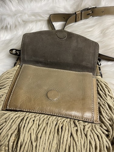 Ghurka Leather & Textile Khaki Woven & Fringe Crossbody Bag - Picture 12 of 13