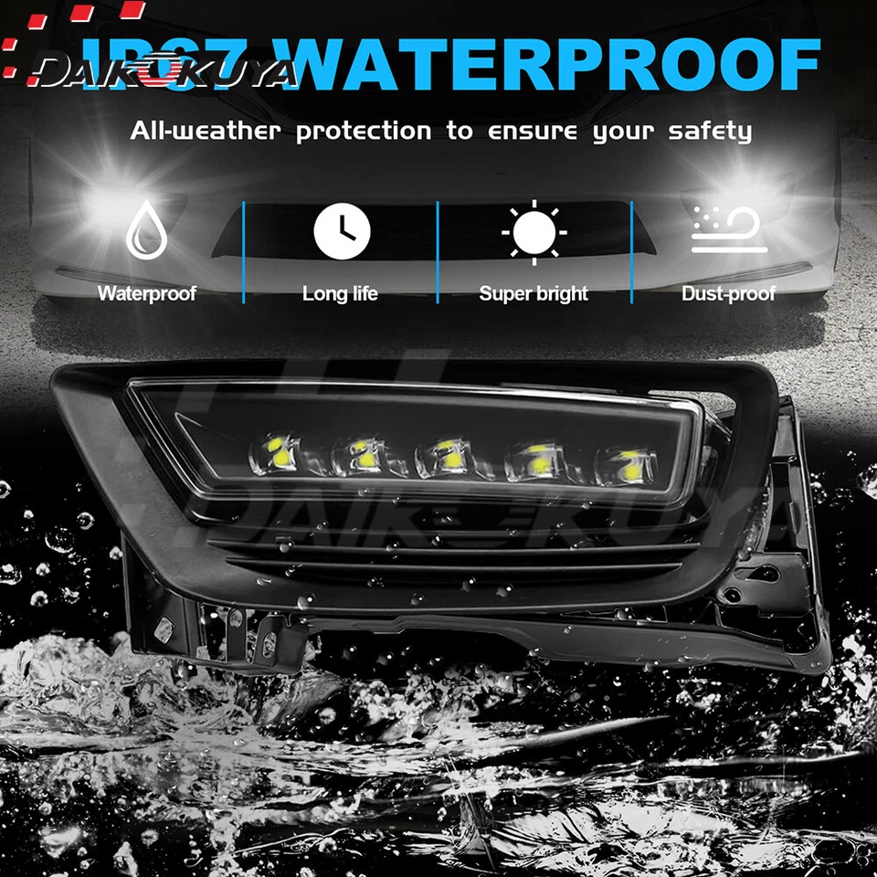 For 2013 2014 2015 Honda Accord 4DR Sedan LED Fog Lights Clear Lens Bumper Lamps - Image 4 of 4