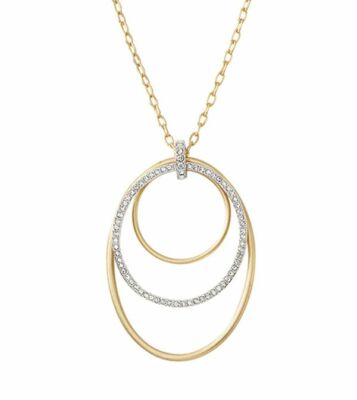 Lia Sophia Contrary Matte Gold Cut Crystals Circle/Oval Shaped Pendant Necklace 