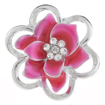 Snaps Jewelry Flower Pink Enamel Gold Plated 18-20mm Fits Ginger Charms Items