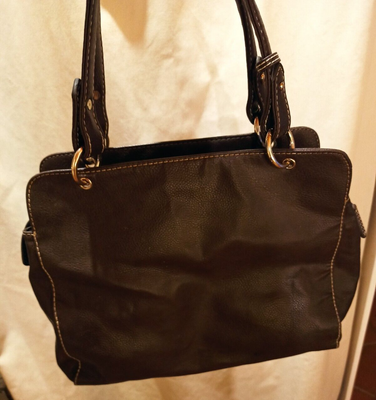 Sac Fourre-tout Mac Douglas En Cuir Chocolat Avec Coutures Blanches - Occasion Comme Neuf, Look Chic