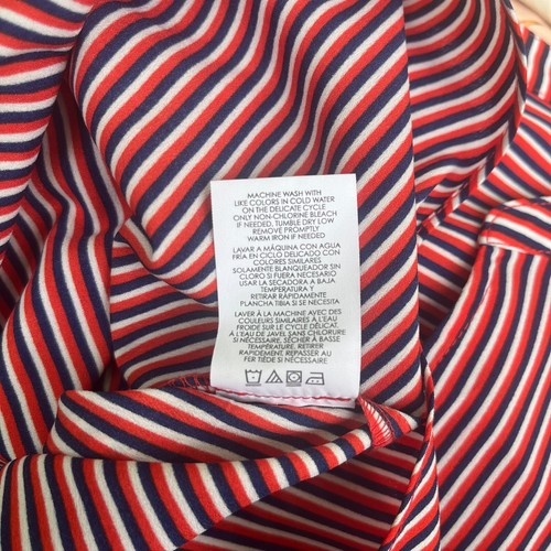 CABI Franklin Split V-Neck Long Sleeve Tunic Red White Blue Stripe Womens Small - Picture 8 of 9