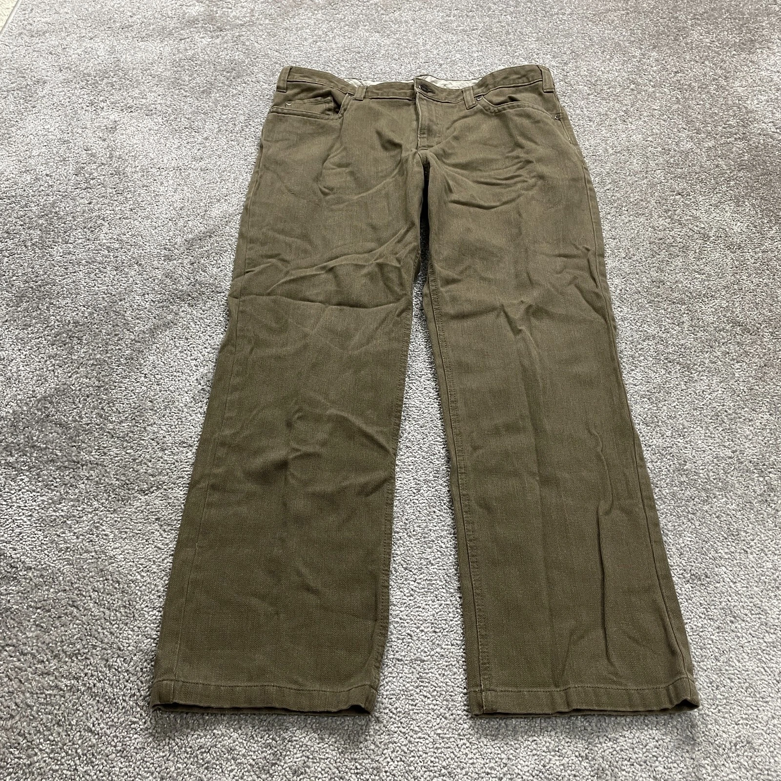 Kenneth Cole Chino Pants Mens 36x29 Brown Solid Straight Leg Cotton Polyester
