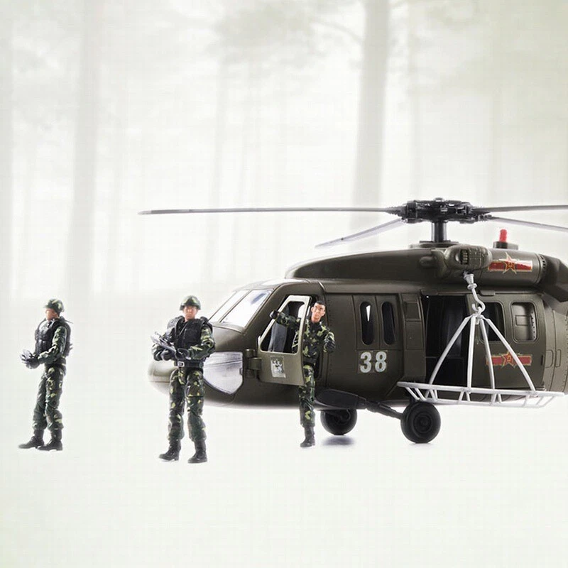1:18 Black Hawk Rescue Team Helicopter Aircraft Soldier Equipment Military Model - Image 2 of 4