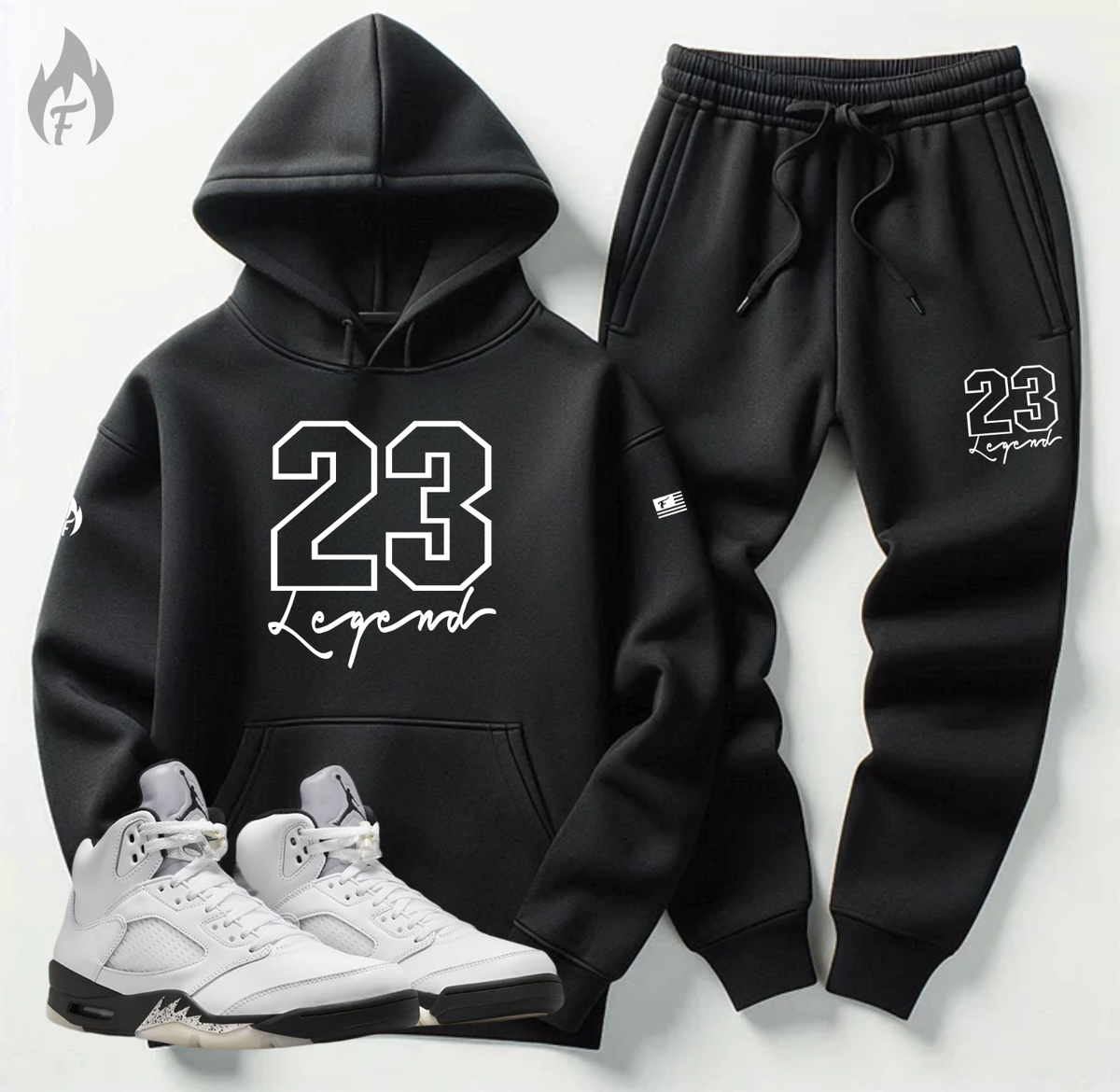 Men's Hoodie Joggers To Match Jordan 5 Reverse Metallic Black