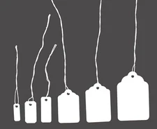 100 pcs White Paper Price Tags, Jewelry Price Tags with String attached 