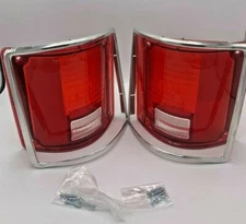 For 73-91 CHEVY PICKUP TRUCK REAR TAIL LIGHT LAMP LENSES LEFT RIGHT SET w/Chrome