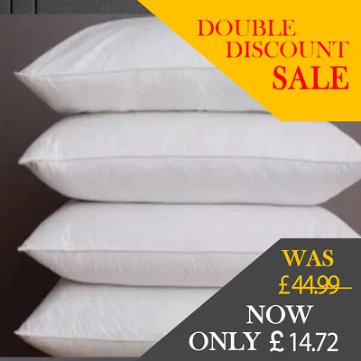 Extra Bouncy Luxury Bounce Back Pillows 4 Packs of Hollow Fibre Covered Pillows