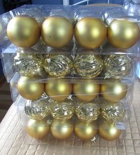 5 Sets of 12 Shatterproof Christmas Ornaments 60 Total - Gold
