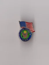 United States Army & USA Flag:  Lapel / Hat Pin - Enamel