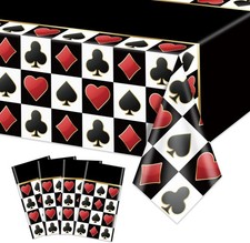 4 Pcs Casino Tablecloths, Black Poker Table Cover Rectangular Playing Card Tabl
