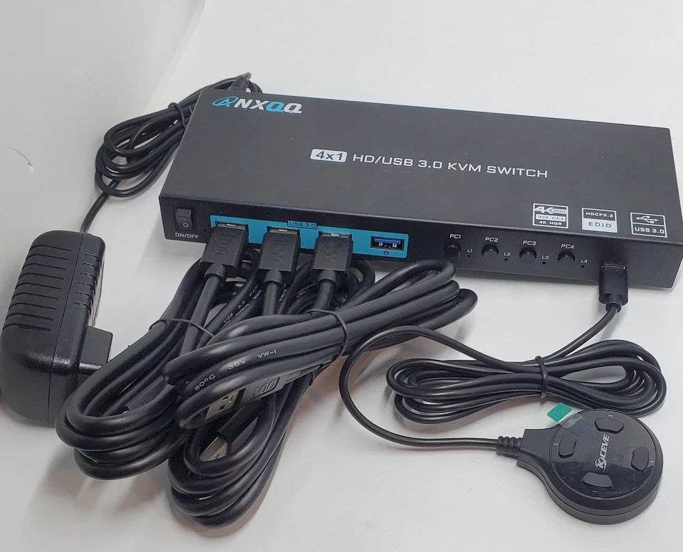 4 Monitores 1 Interruptor KVM de Computadora, Interruptor HDMI Reyoten 4K@60Hz, 4 Computadoras Compartir Foto 2 de 3