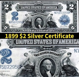 HGR SUNDAY 1899 $2 Silver Certificate ((Absolutely GORGEOUS)) VERY HIGH GRADE