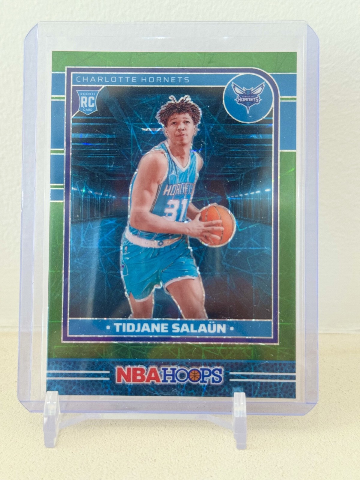 2024-25 Panini NBA Hoops Tidjane Salaun #236 Premium  Green Lazer /25 SP RC